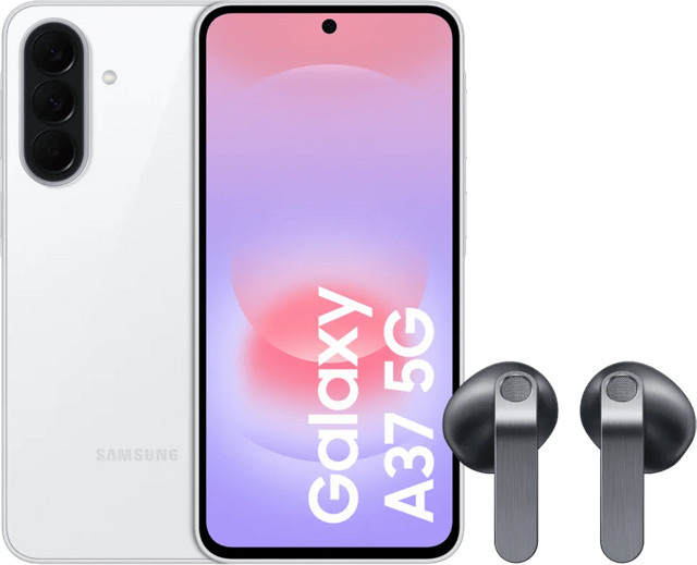 Samsung Galaxy A37 5G Smartphone 256GB Weiß und Samsung Galaxy Buds4 Schwarz im Set - Bild 1
