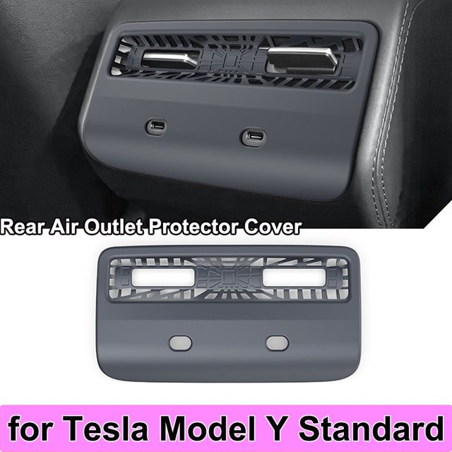 Beworth Zubehör für Tesla Model Y Standard 2026: Abdeckung für die hintere Klimaanlage, Lüftungsschutz und USB-C Anschluss-Abdeckung - Bild 1