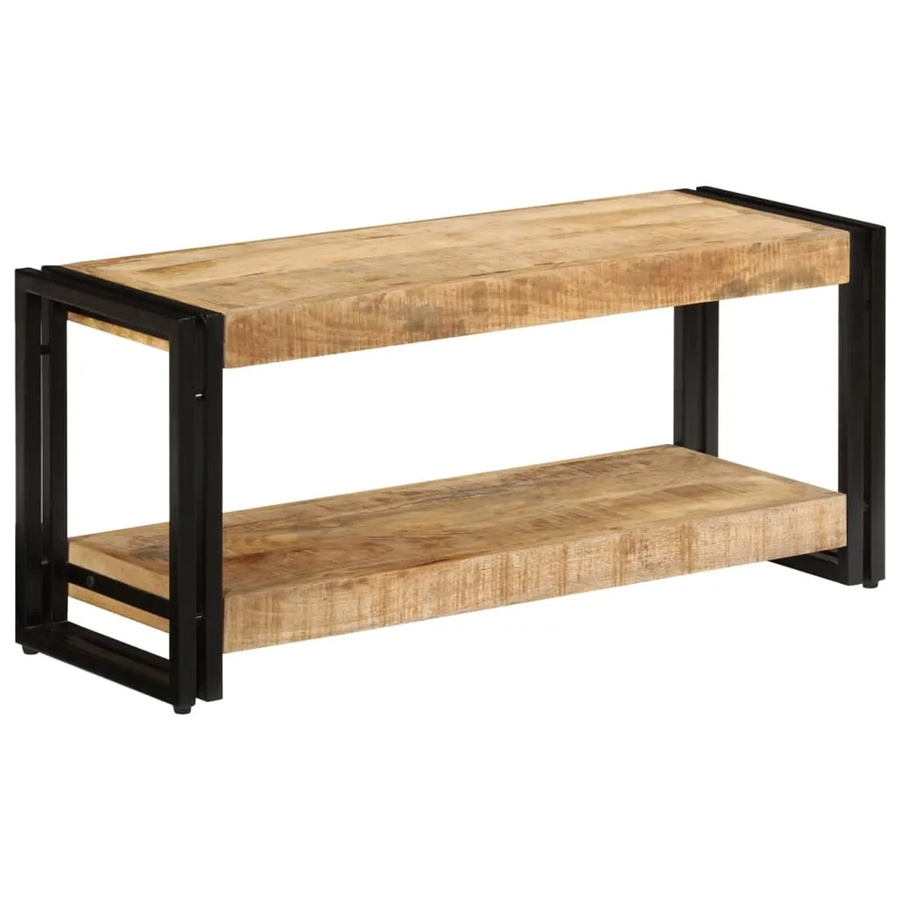 vidaXL TV-Schrank aus Massivholz Mango in Braun und Schwarz im Industrie-Stil, B/T/H: 90 x 30 x 40 cm - Bild 2