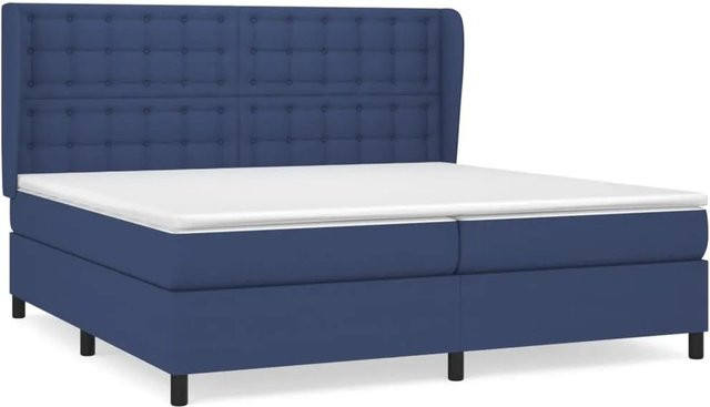vidaXL Boxspringbett mit Matratze Blau Hybrid mit Taschenfederkern B/T/H: 200 x 200 x 118 cm - Bild 1