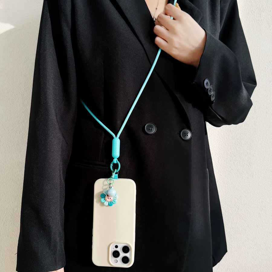 ZHANZHI Handy-Lanyard mit Cartoon-Sonnenblumen-Design als verstellbares Crossbody-Umhängeband in Pink - Bild 2