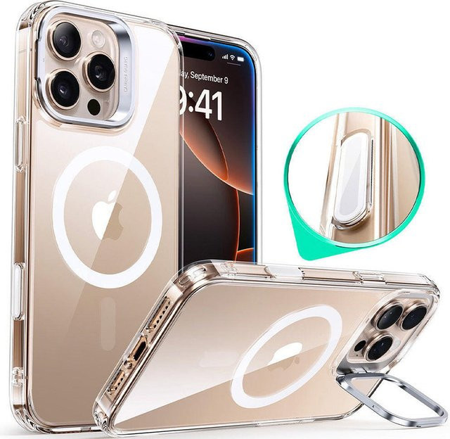 ESR Classic Hybrid Kickstand Slide MagSafe Schutzhülle für Apple iPhone 16 Pro, Transparent - Bild 1