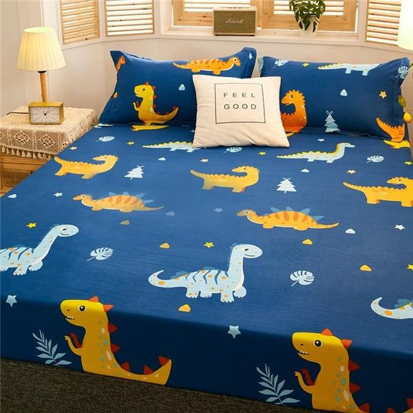 Wasserdichter Matratzenschoner aus Baumwolle von Big House Decor in Blau, atmungsaktiv und milbenhemmend, B/T/H: 120 x 200 x 30 cm - Bild 1
