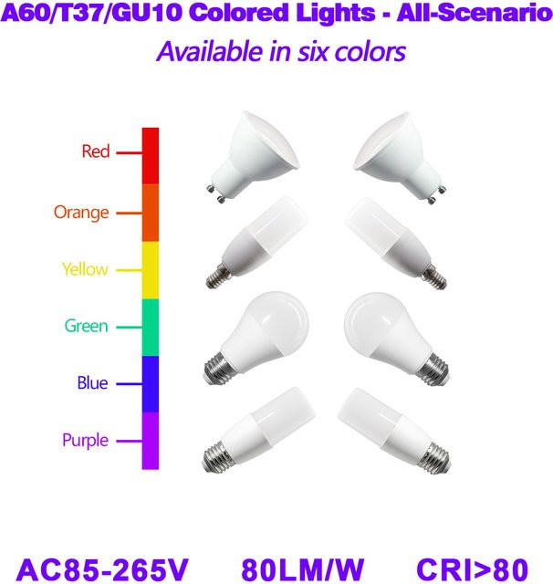 2er-Set Gatetop LED-Farbglühbirnen RGB in Blau und Multicolour für E14 E27 GU10 Fassungen, AC 220V - Bild 1