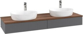 V&B Waschtischunterschrank Antao mit Frontstruktur und Beleuchtung, Anthrazit lackiert, B/T: 160 x 50 cm - Bild 1