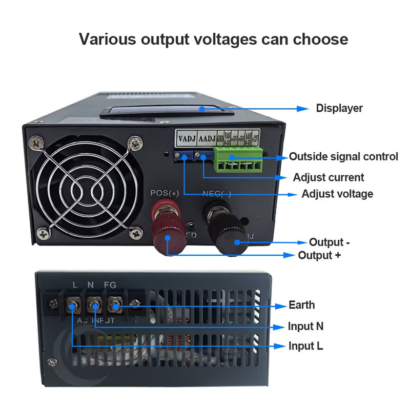 Schaltnetzteil SMPS AC-DC S-2000 mit 2000W, einstellbar von 0-12V bis 350V - Bild 4
