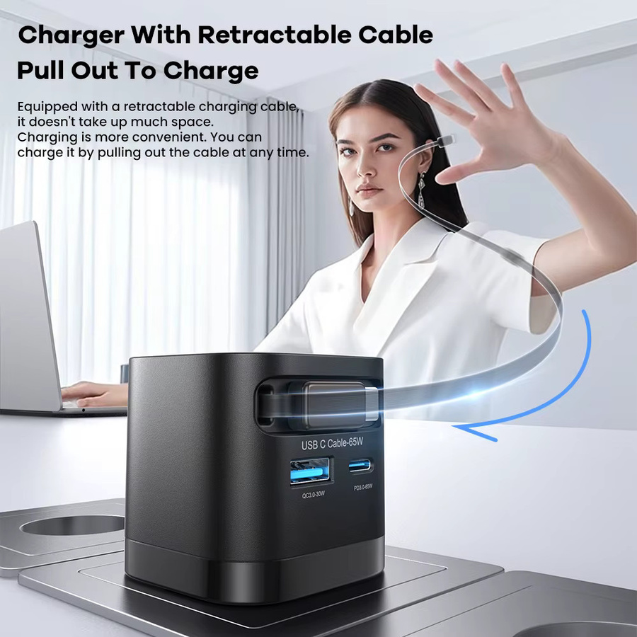 ASOMETECH 65W GaN USB-C Schnellladegerät mit EU-Stecker in Schwarz - Bild 3