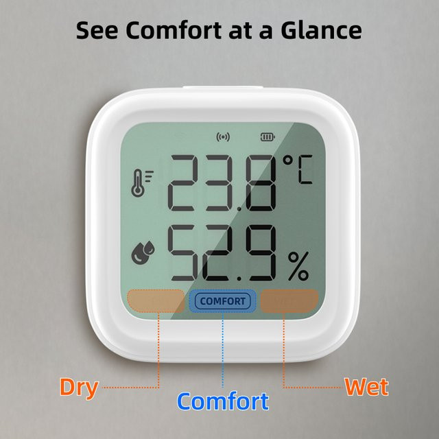 Tuya Smart Bluetooth Temperatur und Feuchtigkeit Sensor in Weiß mit App-Steuerung und Smart Home Integration für Alexa und Google Home - Bild 1