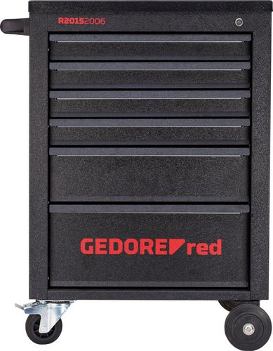 Gedore Werkzeugwagen Mechanic mit 6 Schubladen, Schwarz-Rot, Stahlblech - Bild 1
