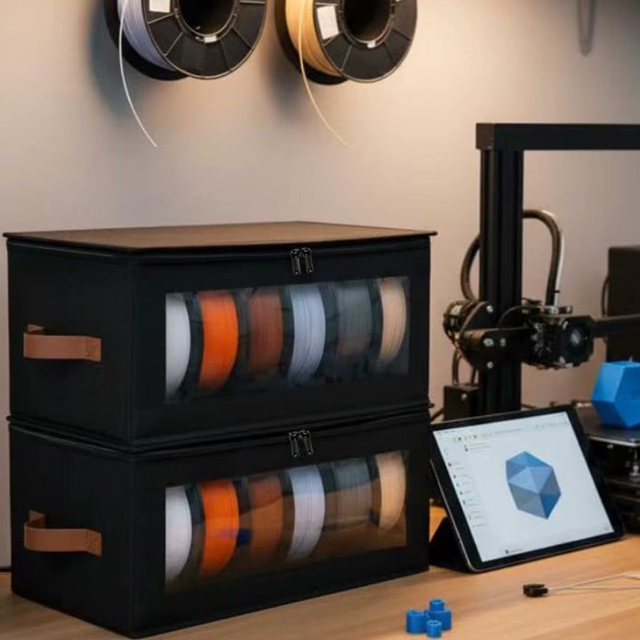 Shunmaii 3D-Drucker Filament-Aufbewahrungstasche für 4 Spulen à 1 kg, Staubdichter Filament-Organizer in Schwarz - Bild 4