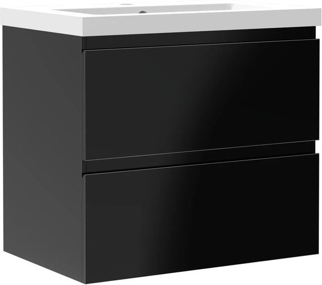 Duschparadies Waschtisch Zwenia 2-teilig aus Keramik und MDF in Schwarz Hochglanz, B/T/H: 60 x 38,5 x 52 cm - Bild 1