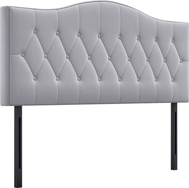 HOMCOM Gepolstertes Bett-Kopfteil in Grau mit modernem Design, B: 185 cm, T: 8 cm, H: 134 cm - Bild 1
