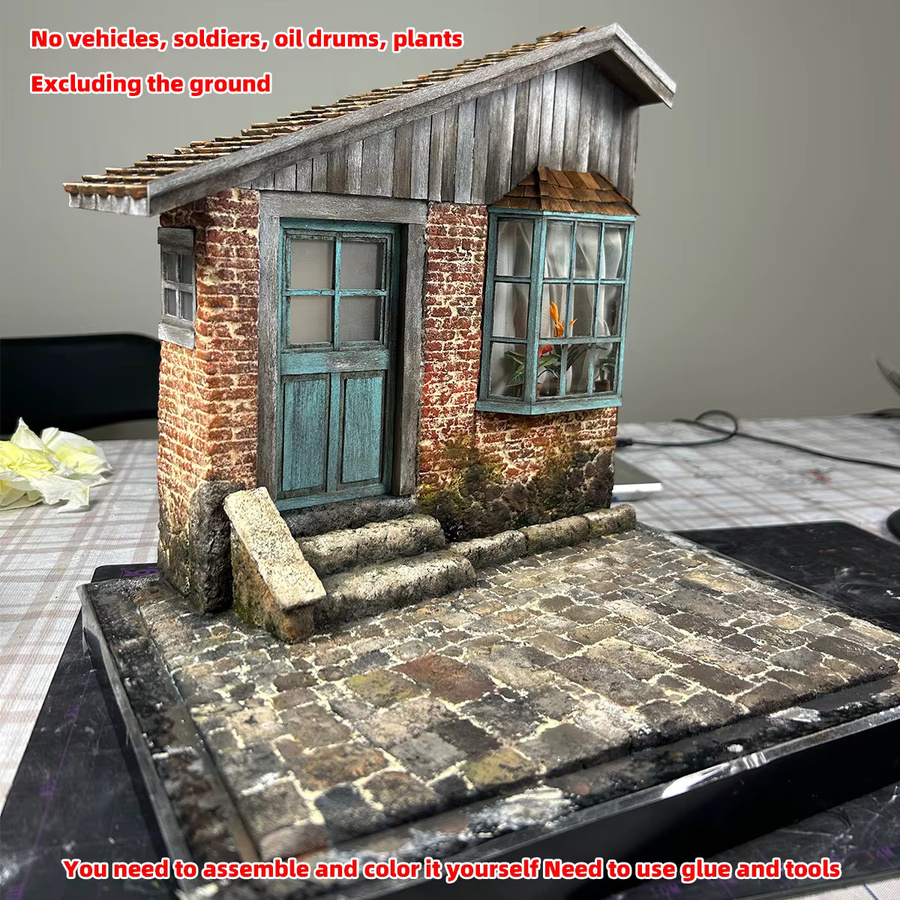 CorMake Architektonisches Bau-Diorama, Einfamilienhaus, Bungalow, Ländliches Wohnhaus, Miniaturmodellbausatz, Maßstab 1/16, Bunt / Mehrfarbig - Bild 1