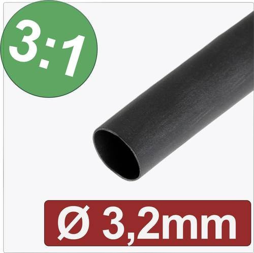 Quadrios 24CA284 Schrumpfschlauch mit Kleber Schwarz Durchmesser: 3,20 mm, Schrumpfrate 3:1 - Bild 1