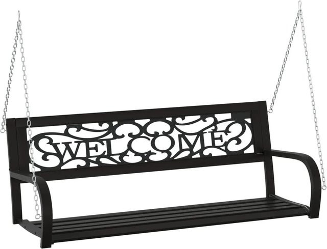 vidaXL Hollywoodschaukel aus Stahl und Kunststoff in Schwarz, B/T/H: 125 x 53,5 x 42 cm - Bild 1
