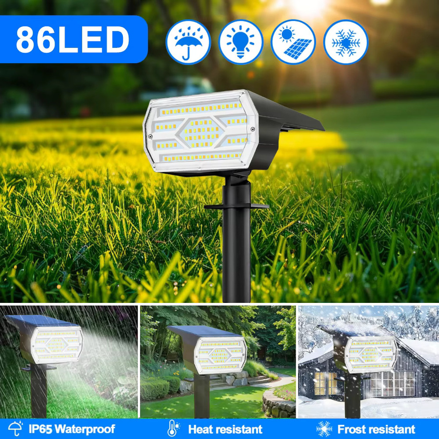 86 LED Solar-Landschaftsstrahler in Schwarz mit RGB-Farbmodi und IP65 wasserdichter Schutz für Garten und Außenbereich - Bild 3