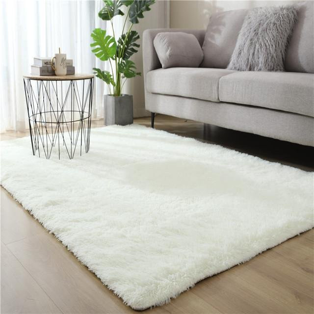 Flauschiger Plüschteppich in Rosa und Weiß, weicher Kunstfell-Teppich mit Anti-Rutsch-Funktion für Wohnzimmer und Schlafzimmer, B/T: 80 x 50 cm - Bild 1
