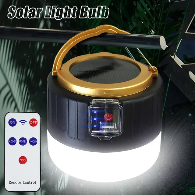 Heinast Solar LED Camping Lampe mit Fernbedienung, wiederaufladbare Außenleuchte für Zelt und Notbeleuchtung, weiß - Bild 1