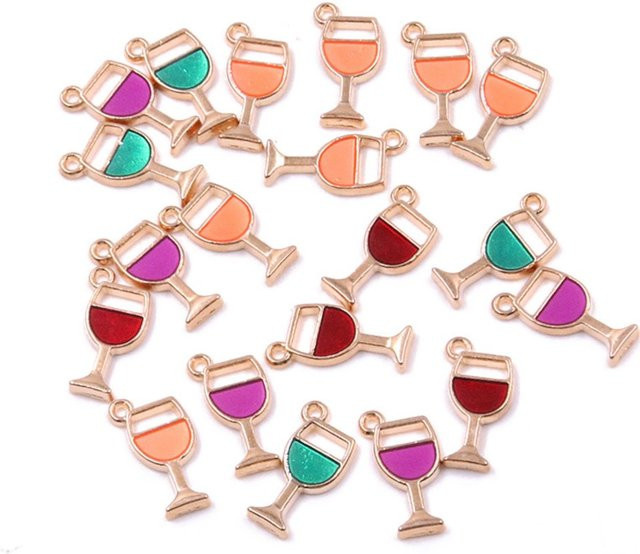 Anhänger Metall, Tropfen Öl Wein Glas, 9x18mm, Unisex - Bild 1