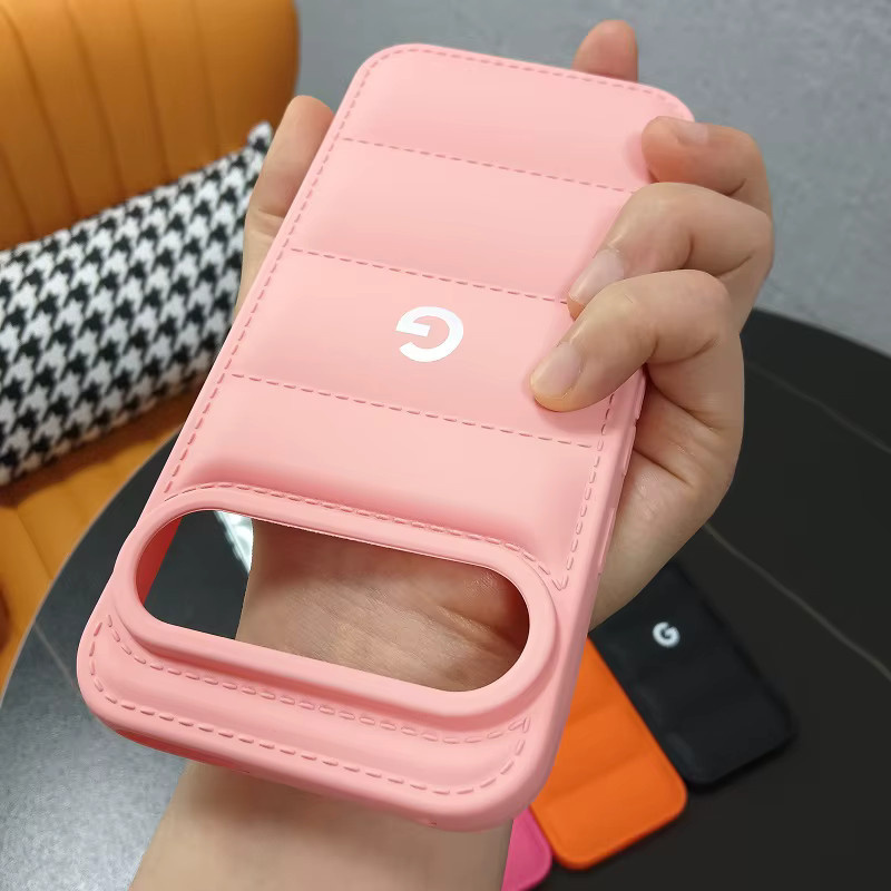Stoßfeste Daunenjacken-Silikonhülle für Google Pixel 10 9 8 7 6 5 Pro XL A in Orange - Bild 4