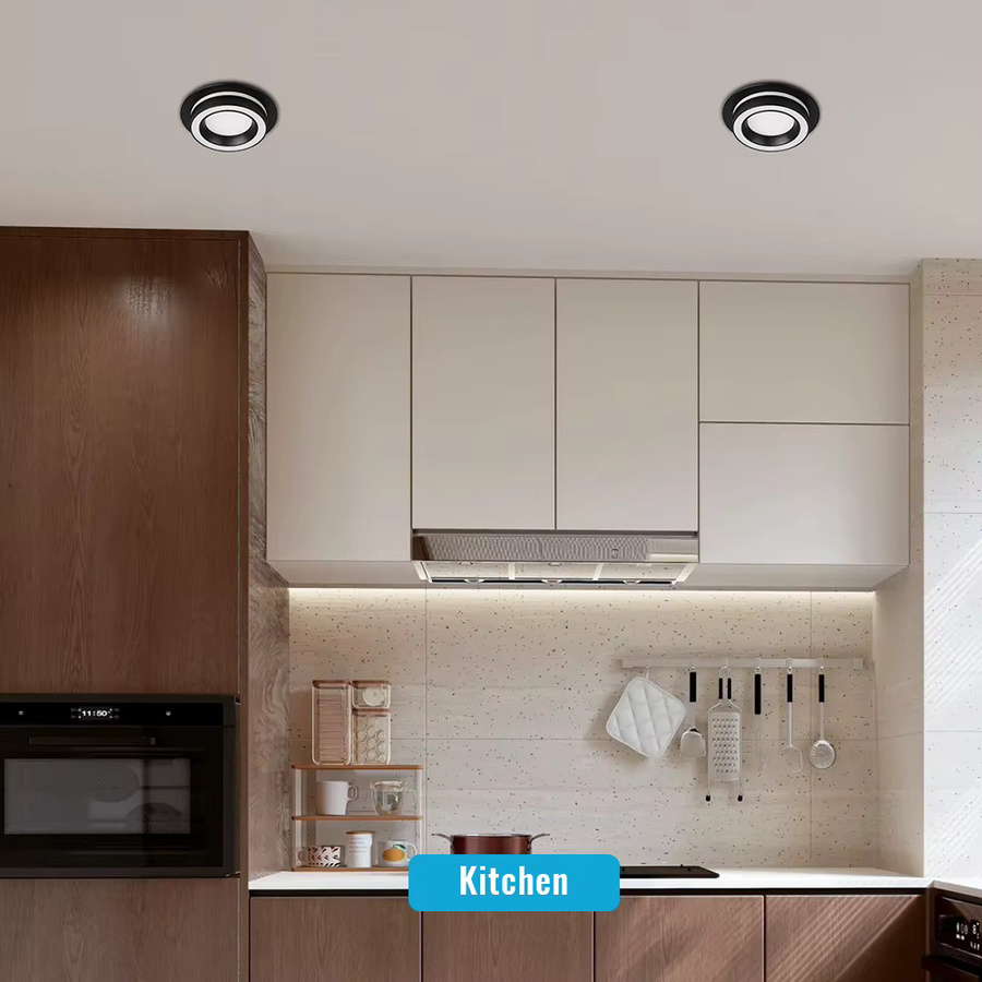 DIBILUN LED Einbau Downlight GX53 mit 3-Farbwechsel, runde Deckenleuchte für Wohnzimmer, Küche, Schlafzimmer und Flur, 220 V, Schwarz oder Weiß - Bild 5