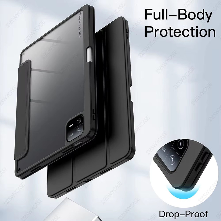 Stoßfeste Tablet-Hülle für Xiaomi Mi Pad 6 und Mi Pad 6 Pro (11 Zoll, Modell 2023) mit Stifthalter, Rückenständer und Auto Wake/Sleep Funktion in Pink oder Schwarz - Bild 3