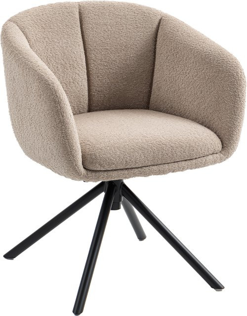 HOMCOM Drehsessel in Leinenoptik mit Armlehnen und Metallbeinen, Loungesessel für Wohnzimmer, Küche oder Schlafzimmer, Hellbraun - Bild 1
