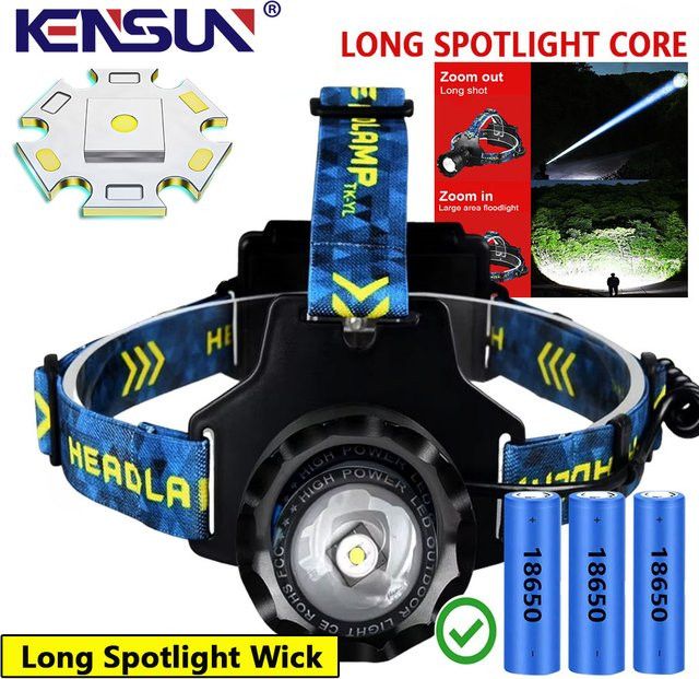 KENSUN LED Stirnlampe mit 4 Kernen und Zoom-Funktion für Angeln und Wandern - Bild 1