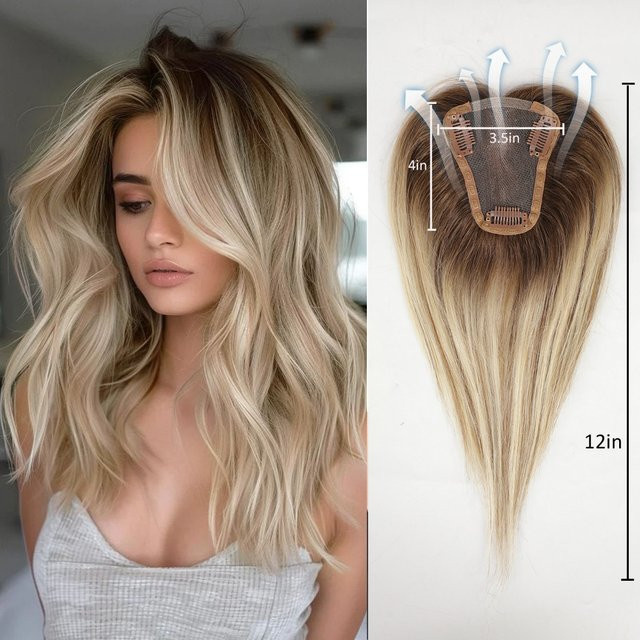 HAIRCUBE Ombre-Topper, 30,5 cm, 100 % Remy-Echthaar, Damen - Bild 1