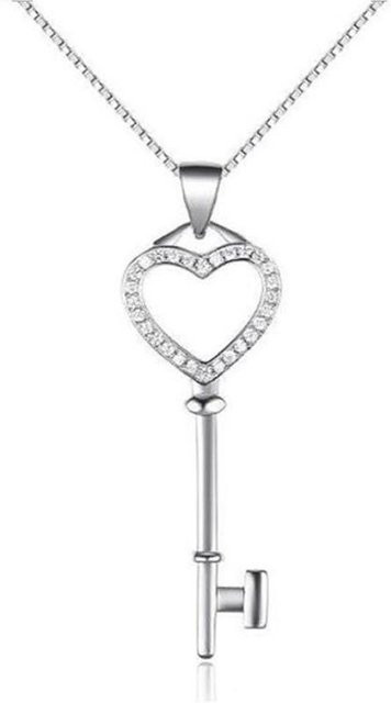 Lucky Star Jewelry Halskette, 925 Silber, Zirkonia, Damen, Schlüssel - Bild 1