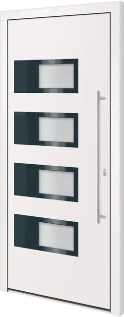 vidaXL Haustür modern in Weiß aus Aluminium und Kunststoff mit Rechtsanschlag, B/H: 100 x 210 cm - Bild 1