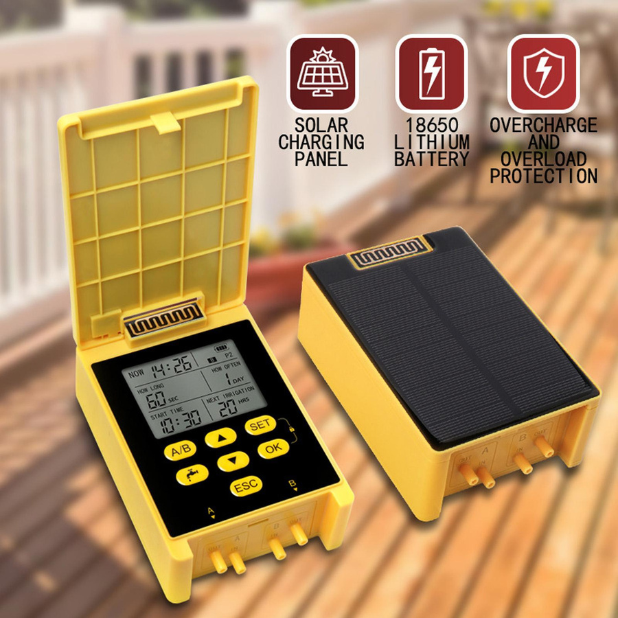 GoolRC Solar-Tropfbewässerungssystem mit Doppelpumpen, digitalem regensensierendem Anzeigebildschirm und Kindersicherung für 20 Topfpflanzen - Bild 4