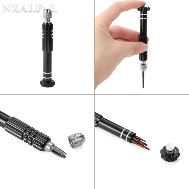 5-in-1 Magnetischer Uhrenreparatur-Schraubendreher aus Legierung in Schwarz für Uhrmacher und Elektronik-Reparaturen - Bild 3
