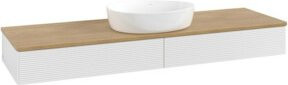 V&B Waschtischunterschrank Antao mit Frontstruktur in Eiche Honig und Weiß lackiert, B: 160 cm, T: 50 cm - Bild 1