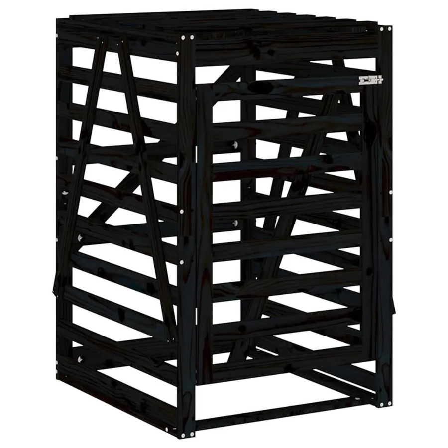 DELUKE Mülltonnenbox BOUMI aus Kiefernholz für 1 Tonne, Schwarz, B/T/H: 84 x 90 x 128,5 cm - Bild 2