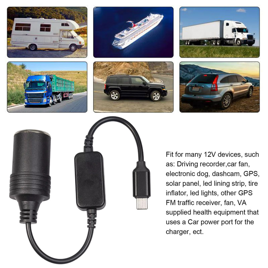 Auto Zigarettenanzünder Adapter mit USB Typ C Steckdose für 5V bis 12V in Schwarz - Bild 3