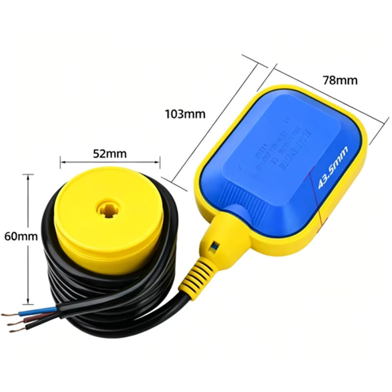 QHJIA Wasserstandsschalter mit wasserdichtem Anschluss, automatischer Pumpen-Flüssigkeitsstandsensor für Wassertank und Turm, 220V 380V, gelb, 2-5m Kabel - Bild 3