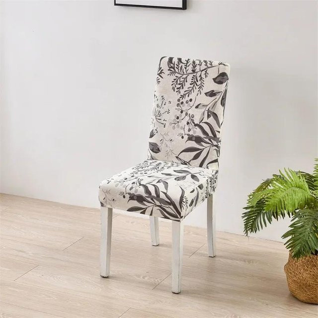 Stretch Esszimmerstuhlbezug mit Blumenmuster in Multicolour für Universalgröße - Bild 1