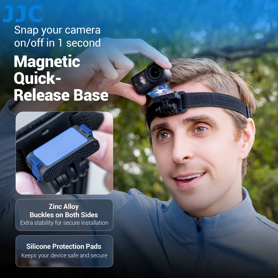 JJC Magnetisches Kopfband für DJI Osmo Nano Action Camera, Verstellbarer POV-Halter mit Schnellverschluss, Schwarz - Bild 2