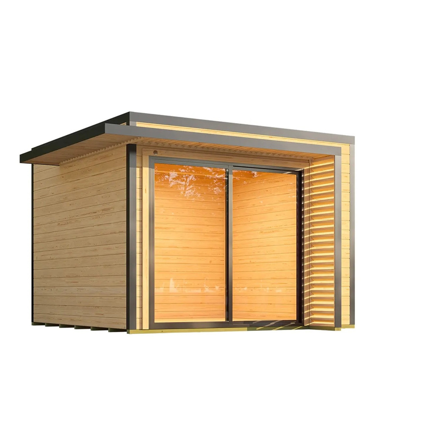 Weka Gartenhaus Amberley mit Doppelschiebetür in Anthrazit und Braun, modernes Holz-Gartenhaus mit Flachdach, B x T: 300 x 300 cm - Bild 2