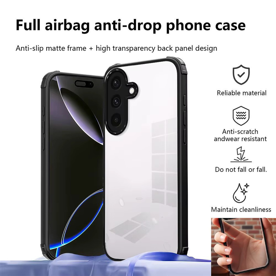 Stoßfeste Handyhülle für Samsung Galaxy A17, A16 und A15 (4G/5G) mit harter Acryl-Rückseite in Schwarz - Bild 2