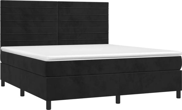 vidaXL Boxspringbett mit Matratze und LED-Beleuchtung in Schwarz aus Samt, B/T/H: 160 x 203 x 128 cm - Bild 1