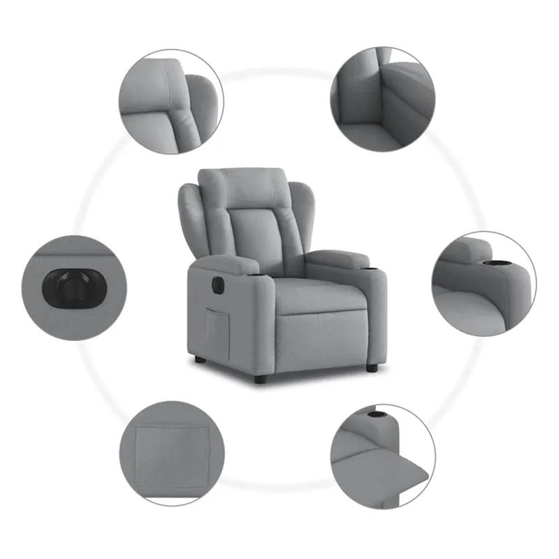 Vidaxl Elektrischer Relax-Sessel in Grau mit Stoffbezug im modernen Design - Bild 4