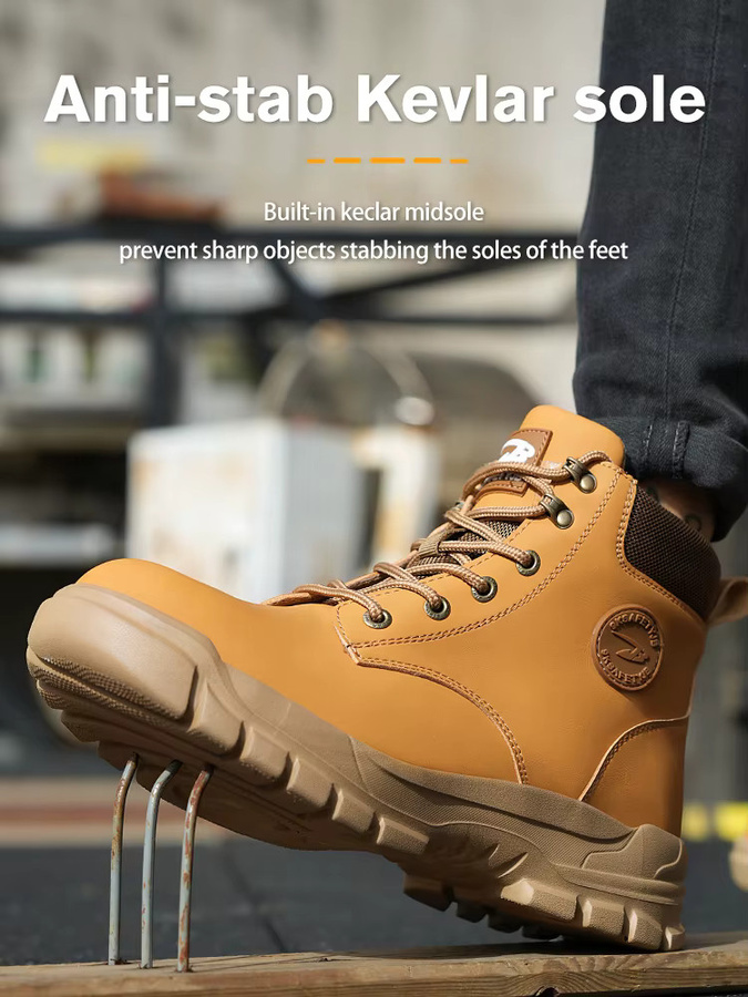 Kankeirr Sicherheitsschuhe für Männer, wasserdichte Arbeitsstiefel mit Stahlkappe, leichte und atmungsaktive Sneaker, EN ISO 20345, Farben: Schwarz und Braun - Bild 4