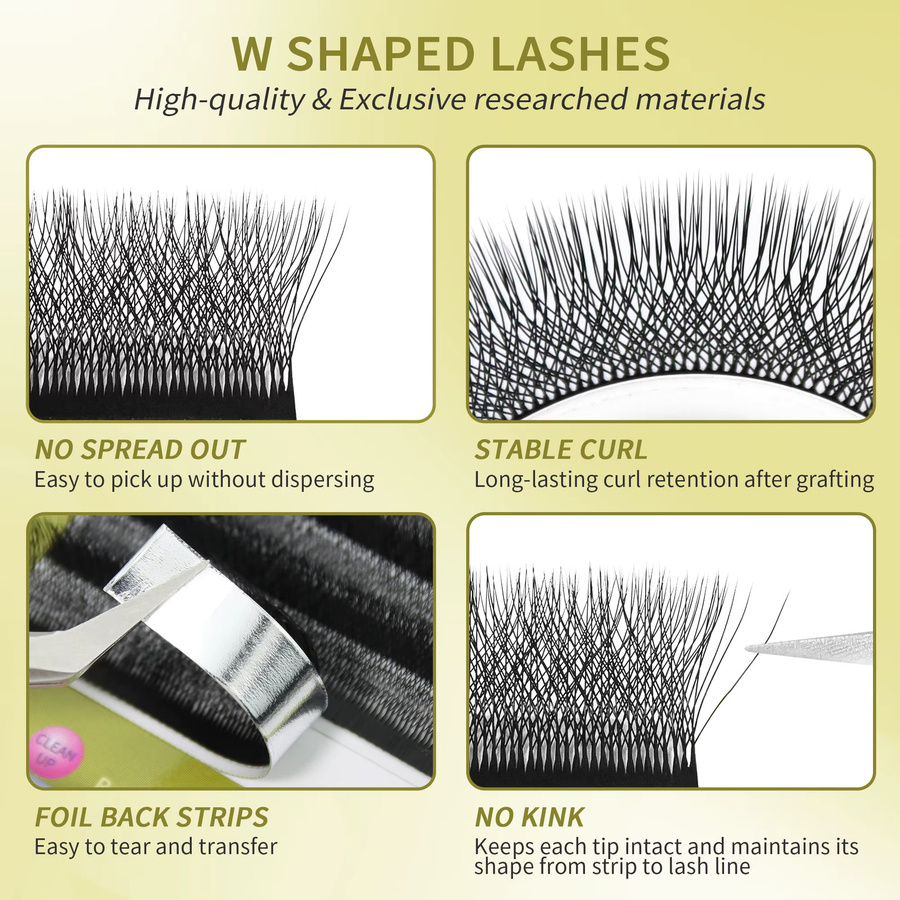 GLAMLASH W-Form Bloom Volumenfächer Wimpernverlängerungen, Black, Unisex - Bild 1
