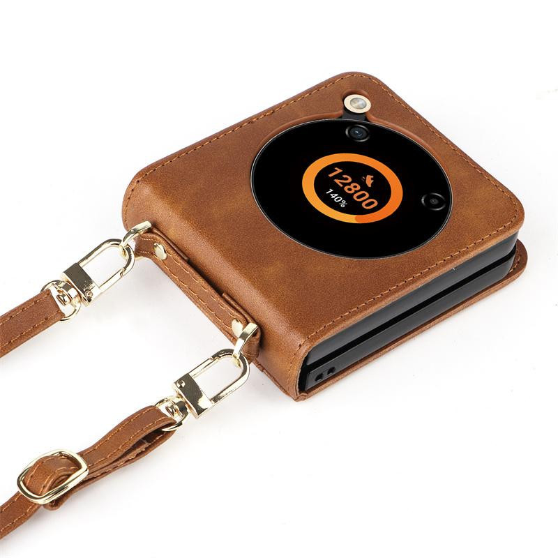 Leder Handyhülle für ZTE Nubia Flip 5G als Brieftaschen Hülle mit Lanyard und Kartenhalter in Braun - Bild 3