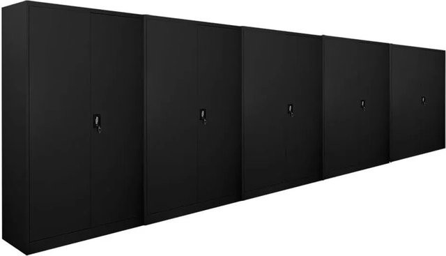 PROREGAL Aktenschrank ELEPHANT mit 2 Flügeltüren, schwarz, Stahl pulverbeschichtet, abschließbar, 4 Ebenen, H x B x T: 180 x 120 x 40 cm - Bild 1