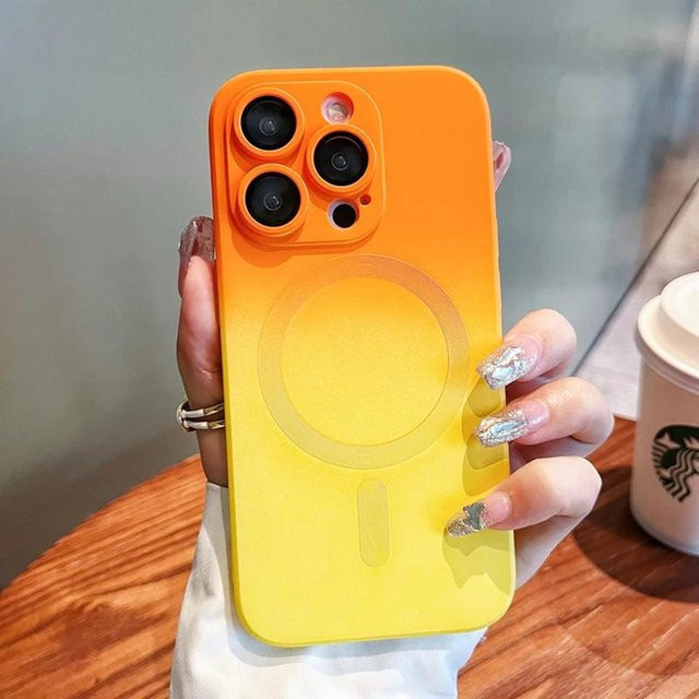 AYLDUU Silikon Handyhülle mit Farbverlauf für iPhone 16 15 14 13 12 11 Pro Max Plus in Orange und Mehrfarbig - Bild 1