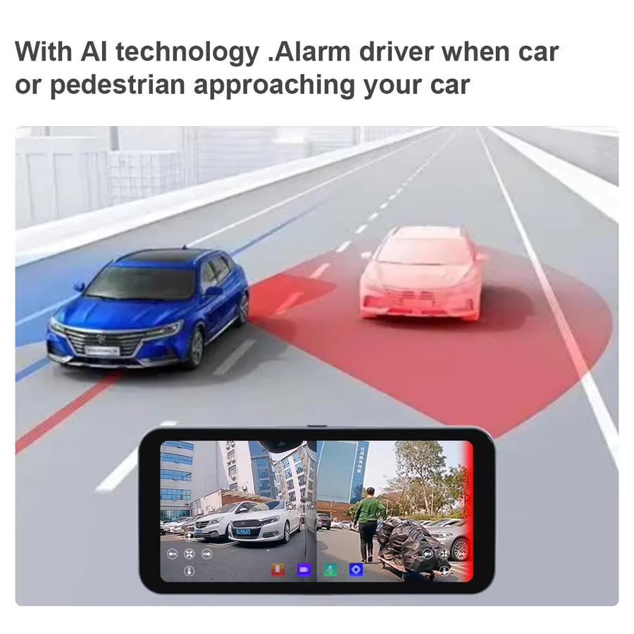 Carsanbo 6.25 Zoll Auto-Touchscreen-Display mit 1080p AHD Digital-Seitenkamera und Totwinkel-Alarmsystem in Schwarz - Bild 3