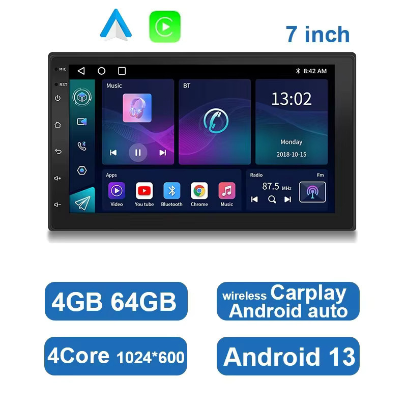 ESSGOO Multimedia Autoradio mit Android Auto, Carplay, Wi-Fi und GPS in Schwarz - Bild 7